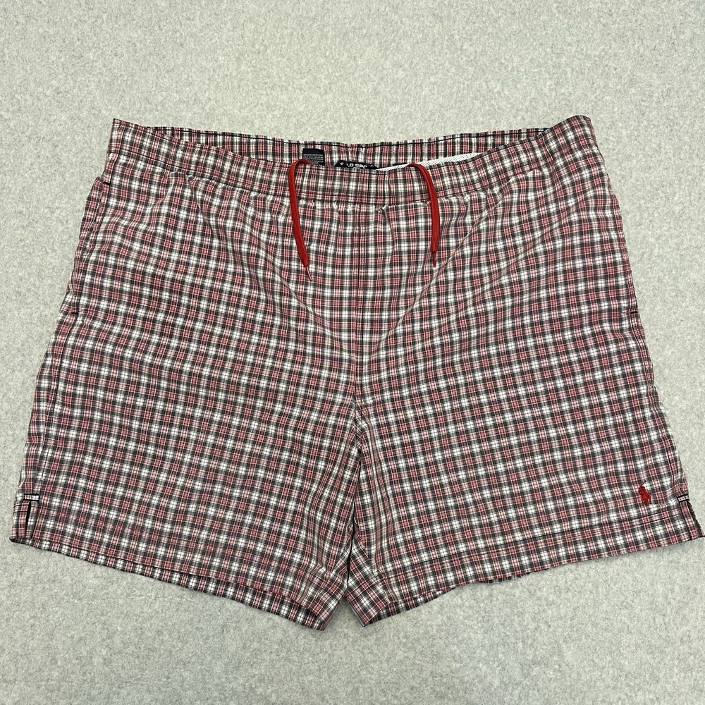 Polo Sport Swim Trucks Mens XL Red Blue Tablecloth Plaid Pockets Pony Logo Lined